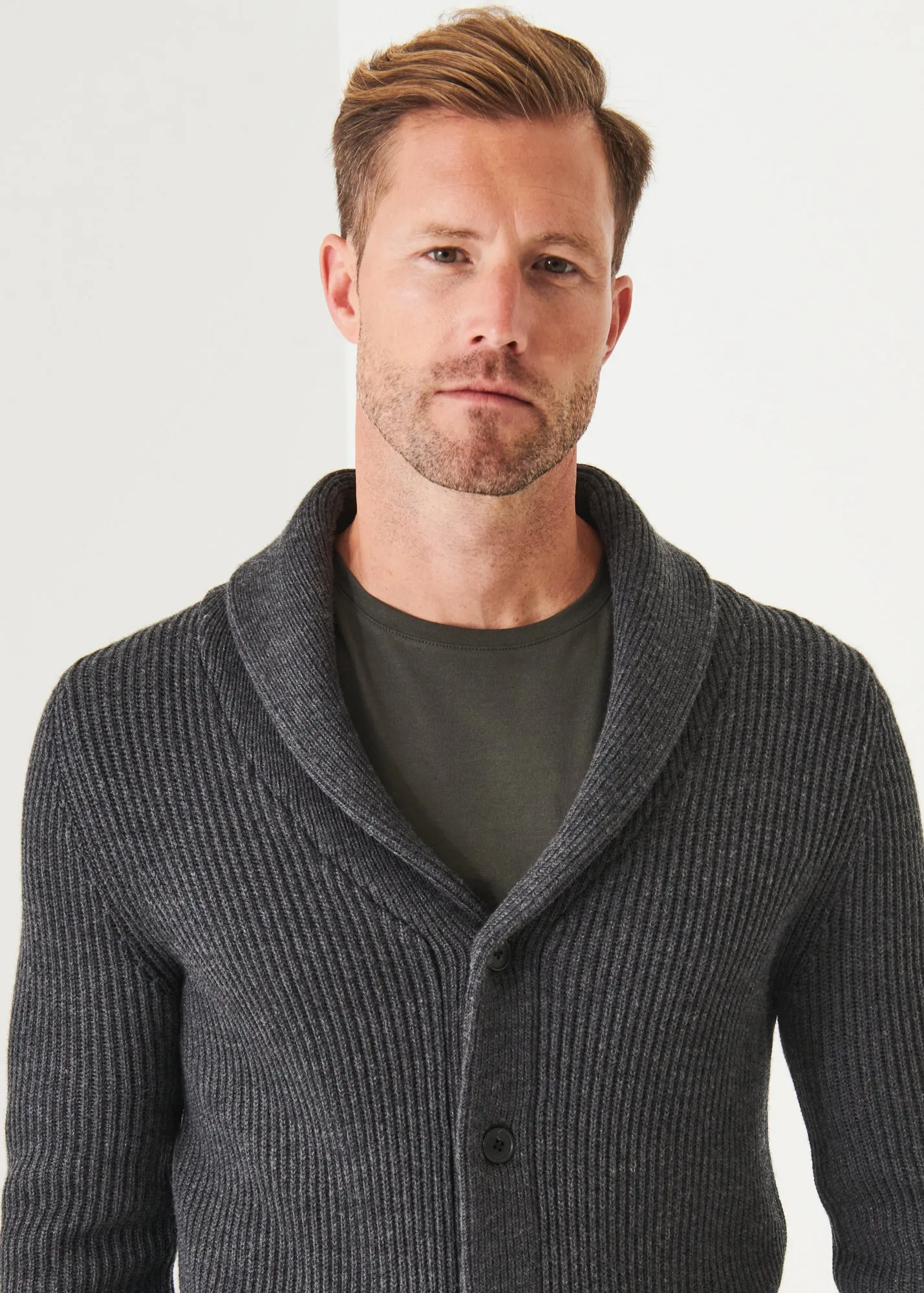 RIBBED SHAWL CARDIGAN