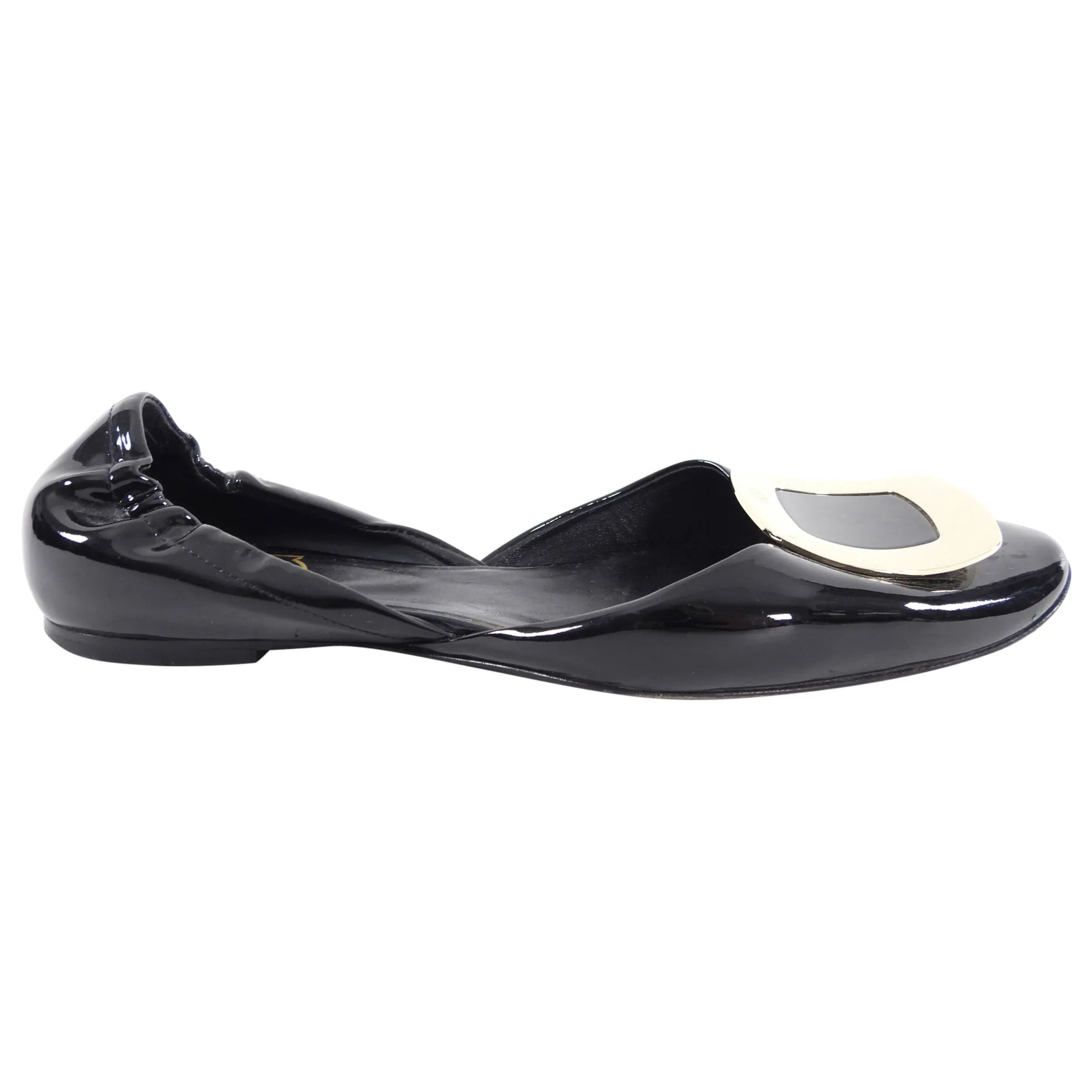 Roger Vivier Black Patent Chips Flat Shoes - USA 7.5