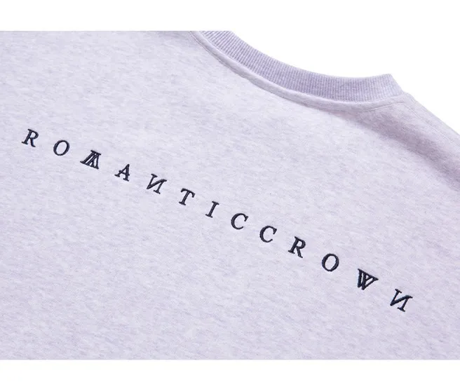 ROMANTIC CROWN  |Unisex Studded Street Style U-Neck Long Sleeves Cotton