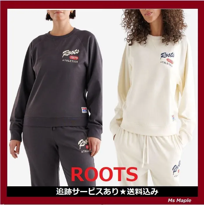 Roots  |Crew Neck Sweat Street Style Long Sleeves Plain Cotton Logo