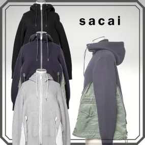 sacai  |Sweat Blended Fabrics Street Style Long Sleeves Plain Cotton