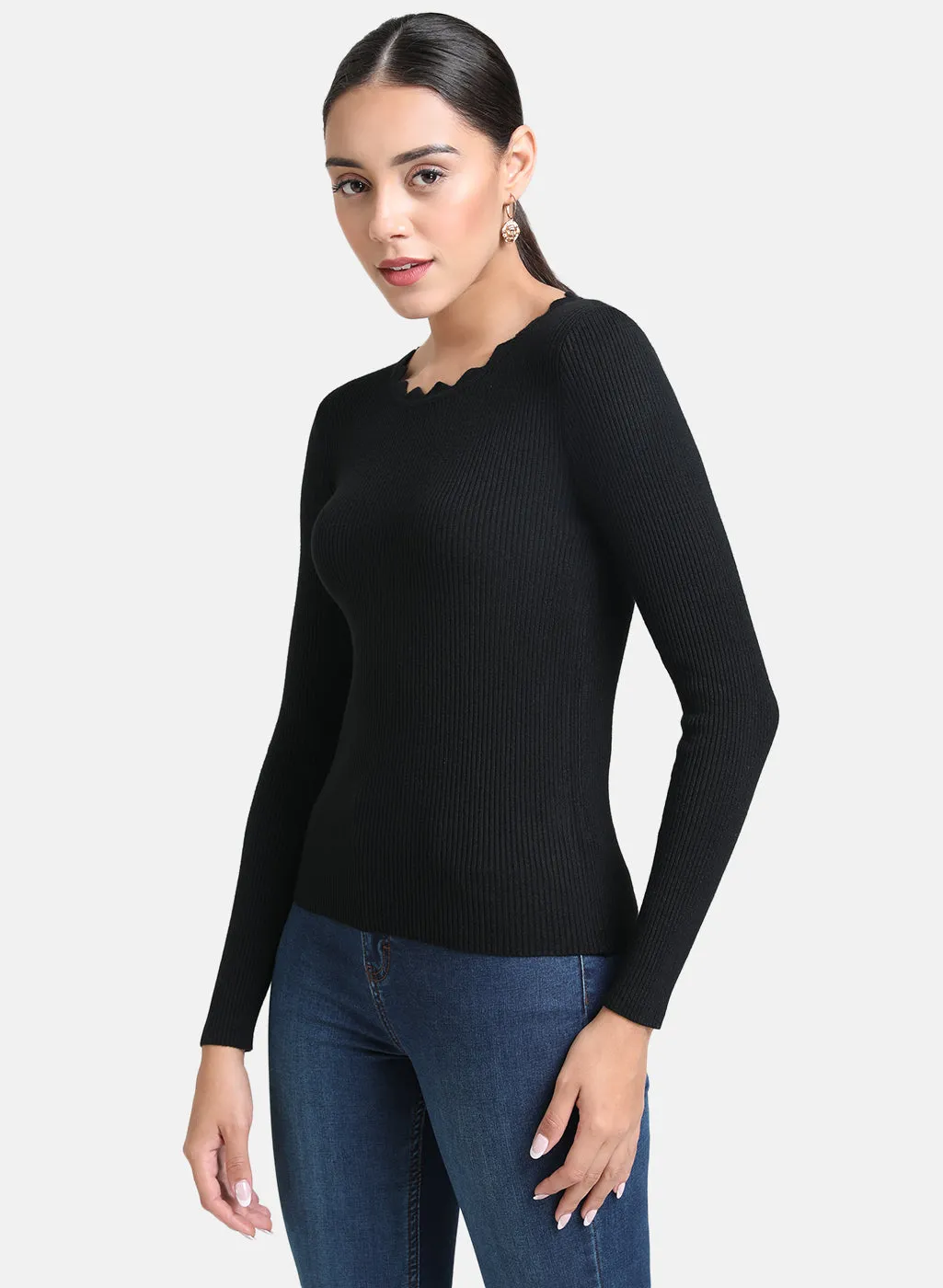 Scallop Neck Pullover