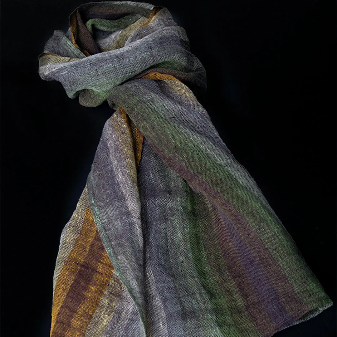 Scarf, Multi Colored Stripes, Pure Linen