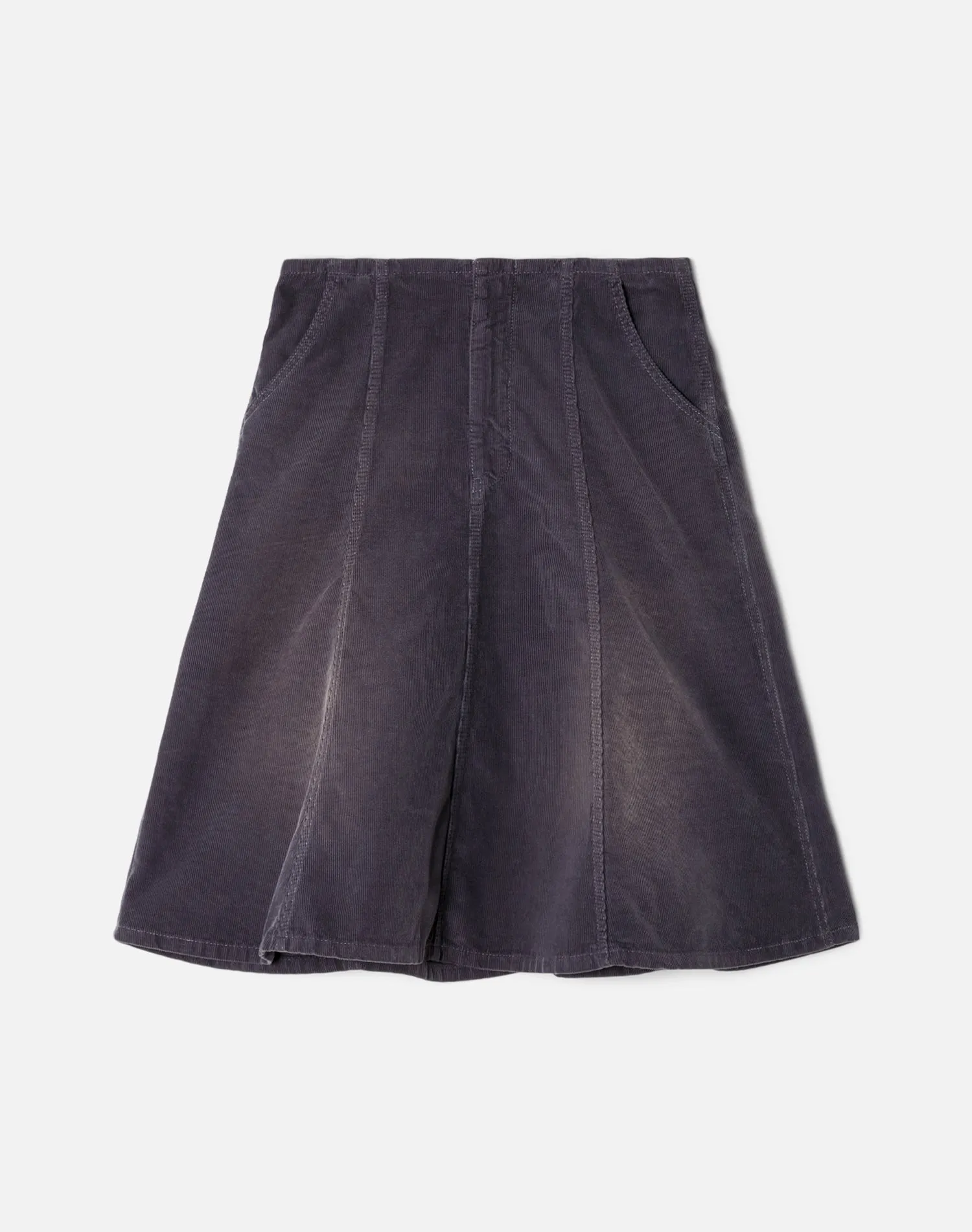 Seamed Cord Skirt - Stone Blue