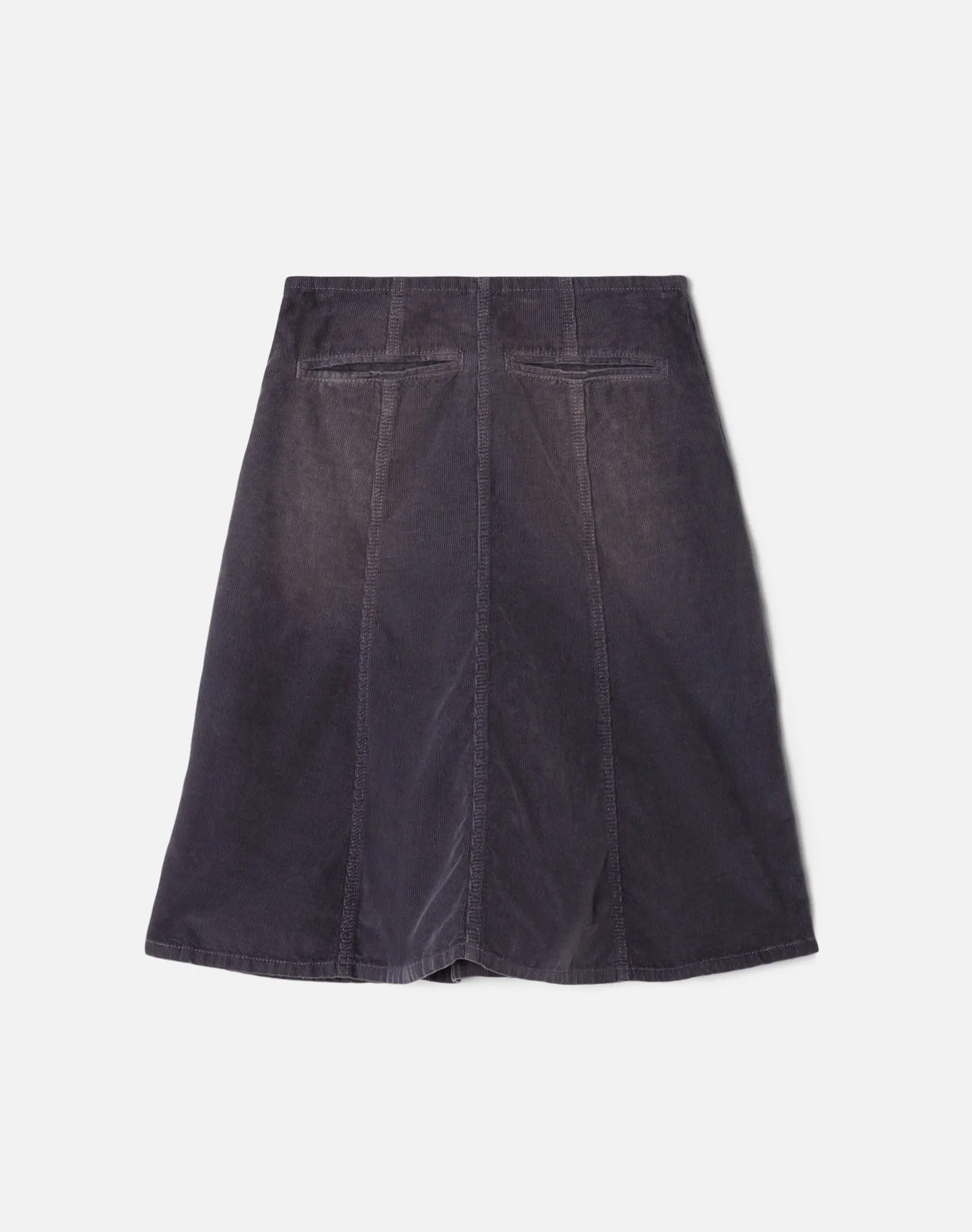 Seamed Cord Skirt - Stone Blue