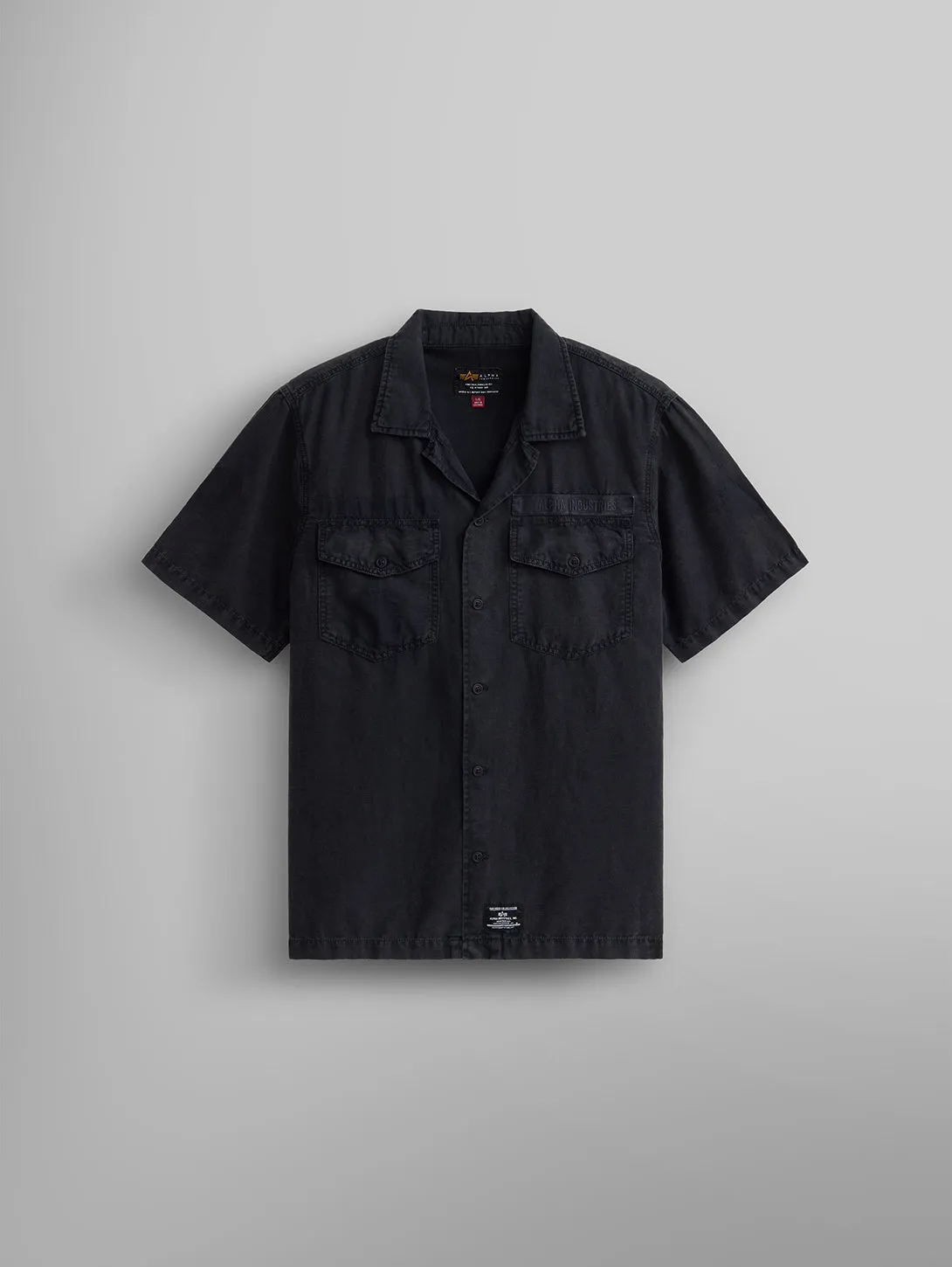 Short Sleeve Washed Fatigue Shirt - Black