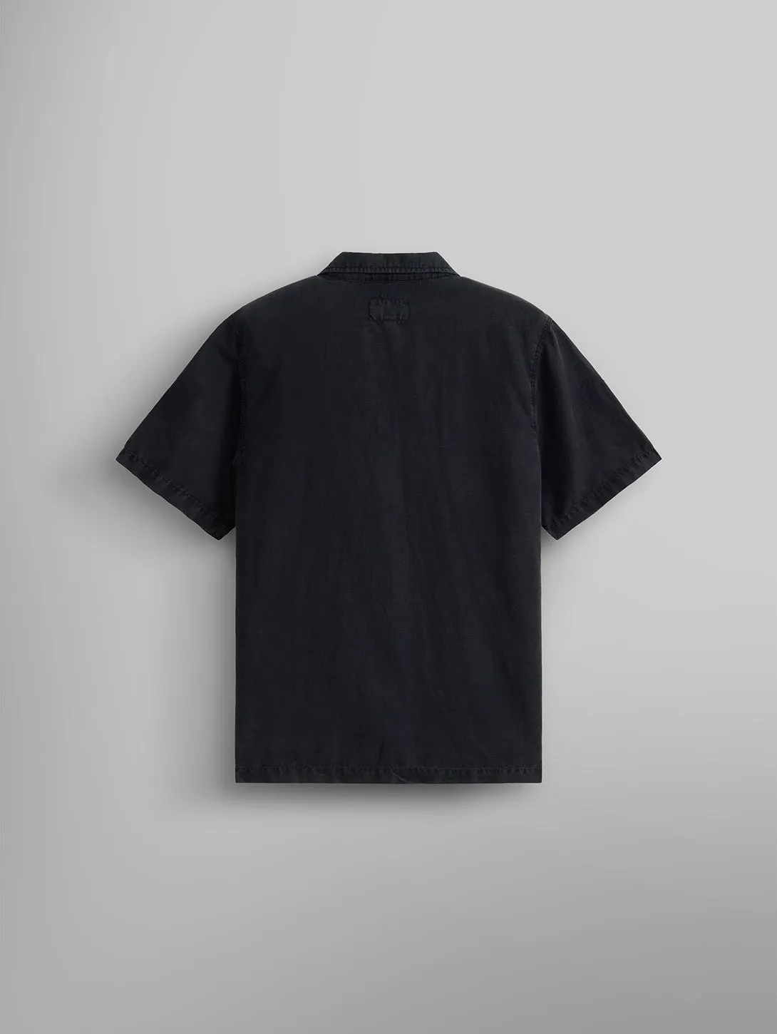 Short Sleeve Washed Fatigue Shirt - Black