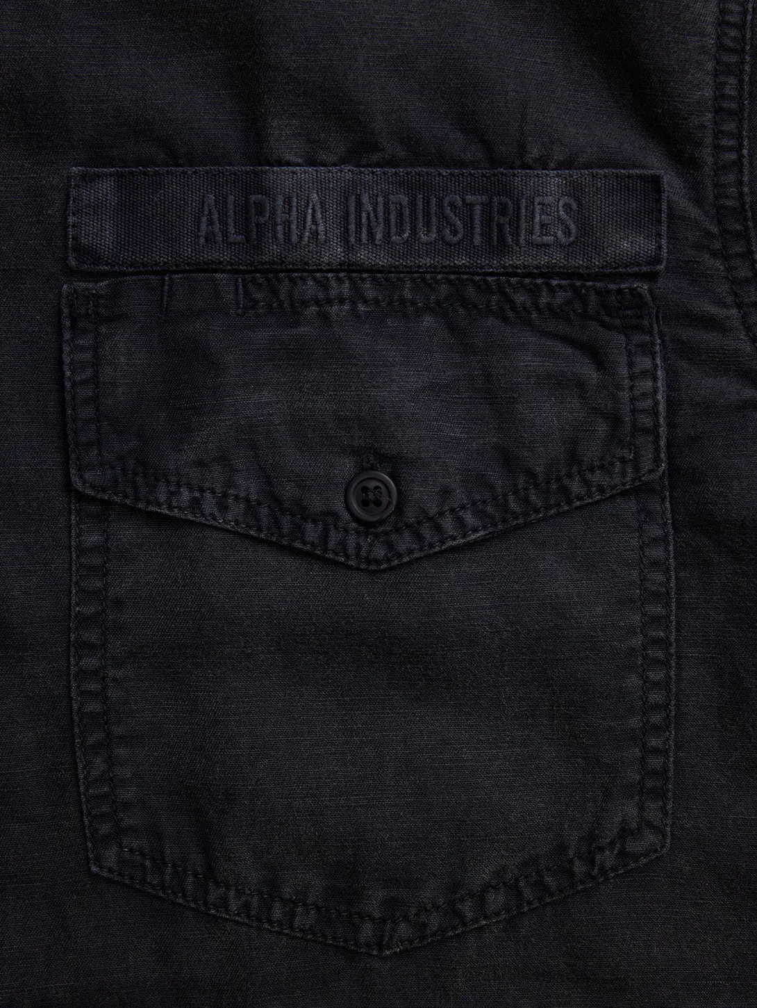 Short Sleeve Washed Fatigue Shirt - Black