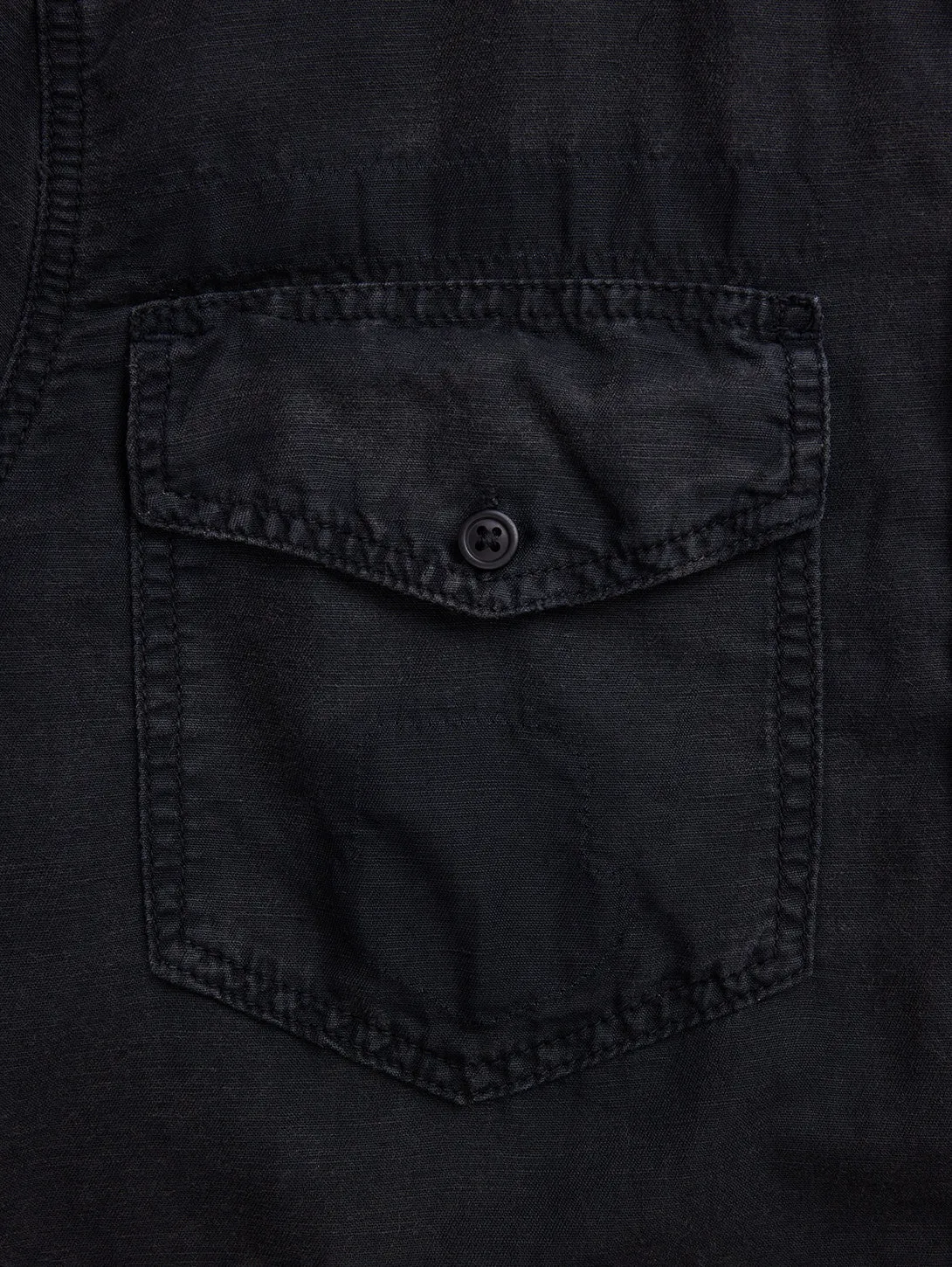 Short Sleeve Washed Fatigue Shirt - Black