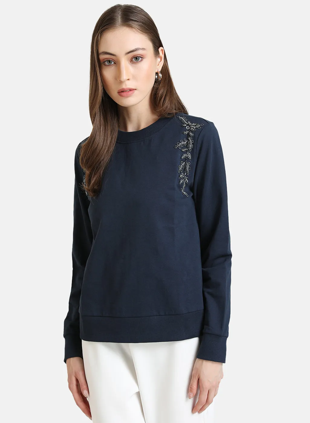 Shoulder Embellished Sweatshirt