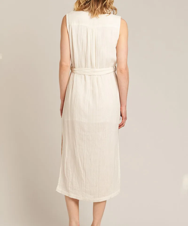 Sleeveless Button Down Dress - Off White