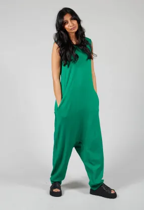 Sleeveless Overalls with V Neck Back in Green