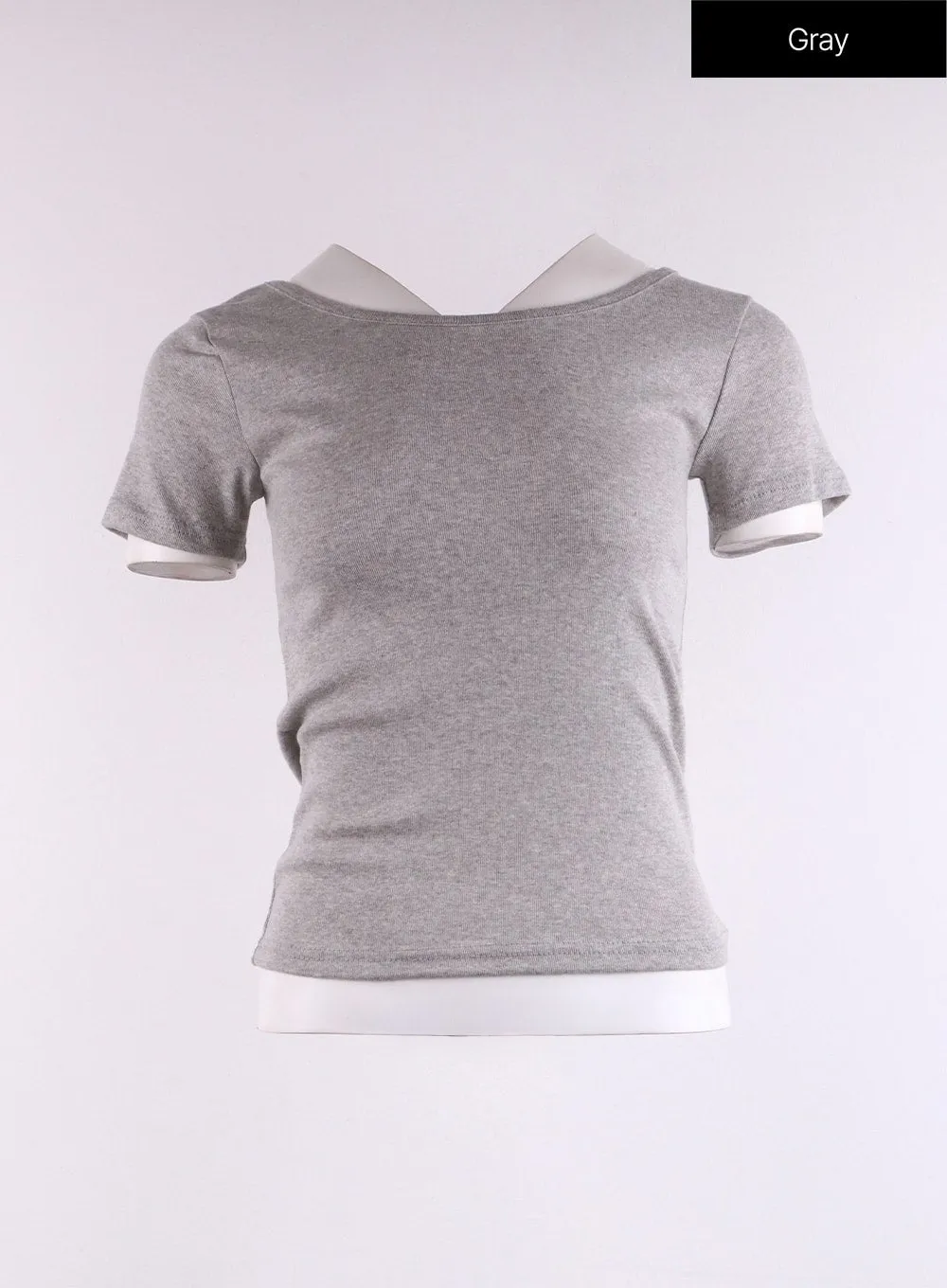 Solid Round Neck Short Sleeve Tee CF401