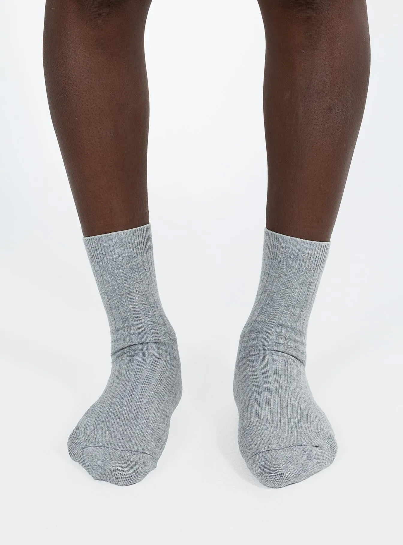 Sports Crew Ribbed Socks Grey