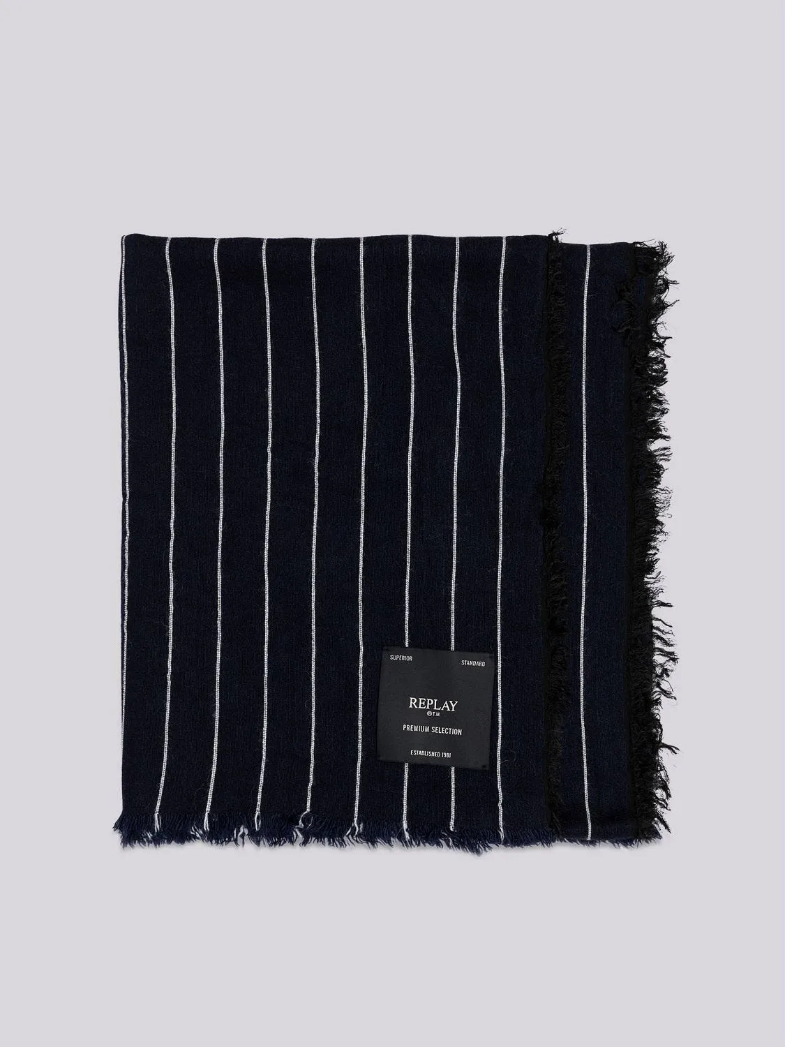 STRIPED WOOL-BLEND SCARF