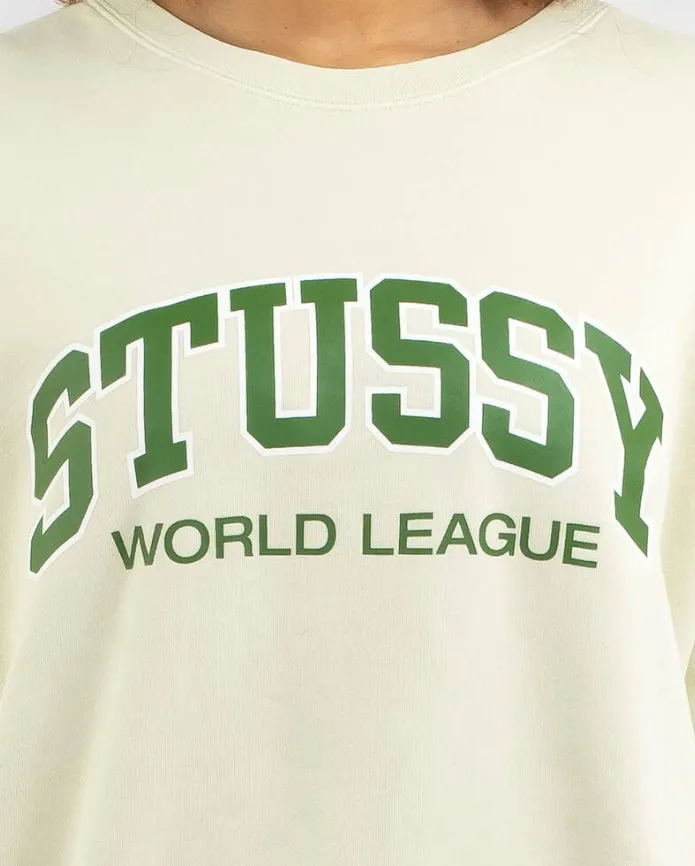 STUSSY  |Crew Neck Street Style Long Sleeves Cotton Oversized Logo