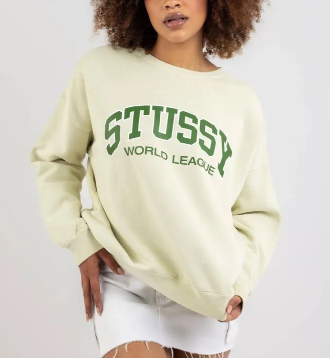 STUSSY  |Crew Neck Street Style Long Sleeves Cotton Oversized Logo