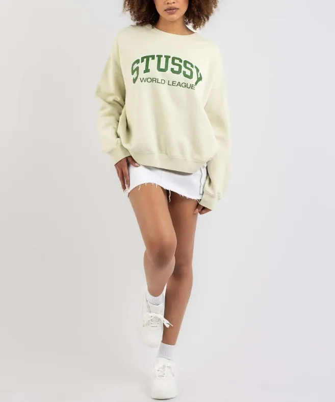 STUSSY  |Crew Neck Street Style Long Sleeves Cotton Oversized Logo