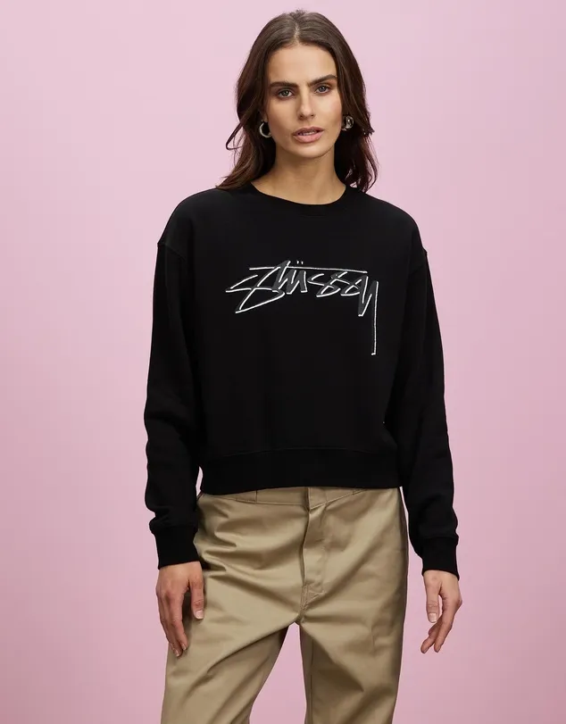 STUSSY  |Crew Neck Street Style Long Sleeves Plain Cotton Medium Logo