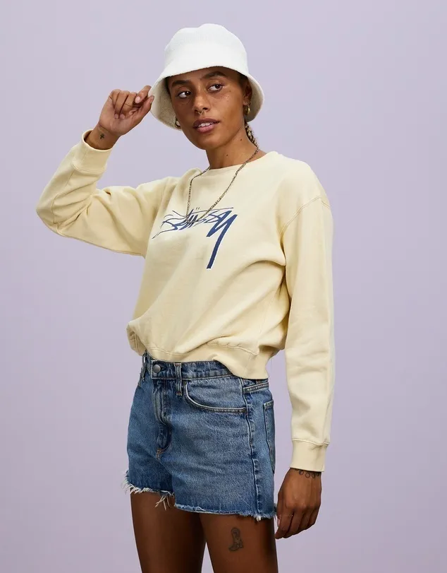 STUSSY  |Crew Neck Street Style Long Sleeves Plain Cotton Medium Logo