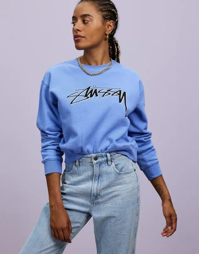 STUSSY  |Crew Neck Street Style Long Sleeves Plain Cotton Medium Logo