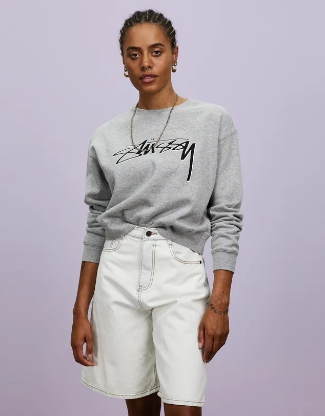 STUSSY  |Crew Neck Street Style Long Sleeves Plain Cotton Medium Logo