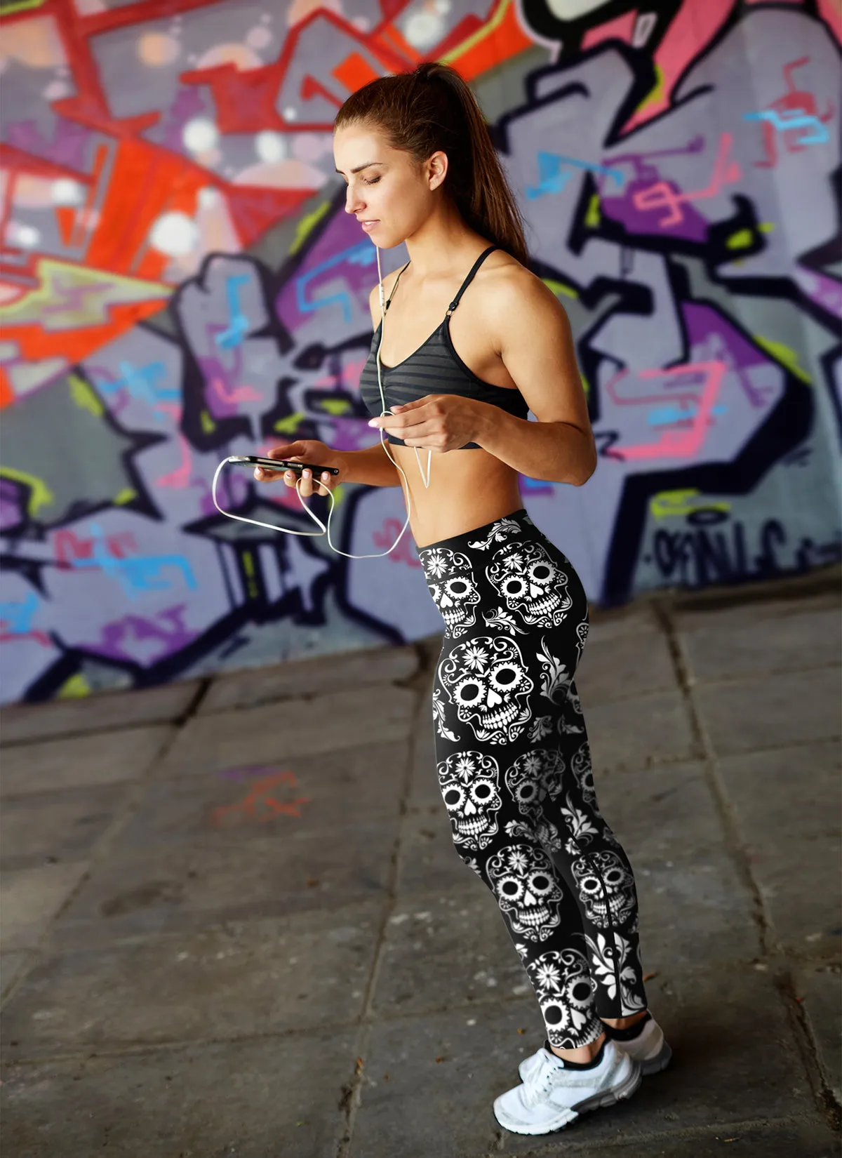 Sugar Skull Leggings Black and White