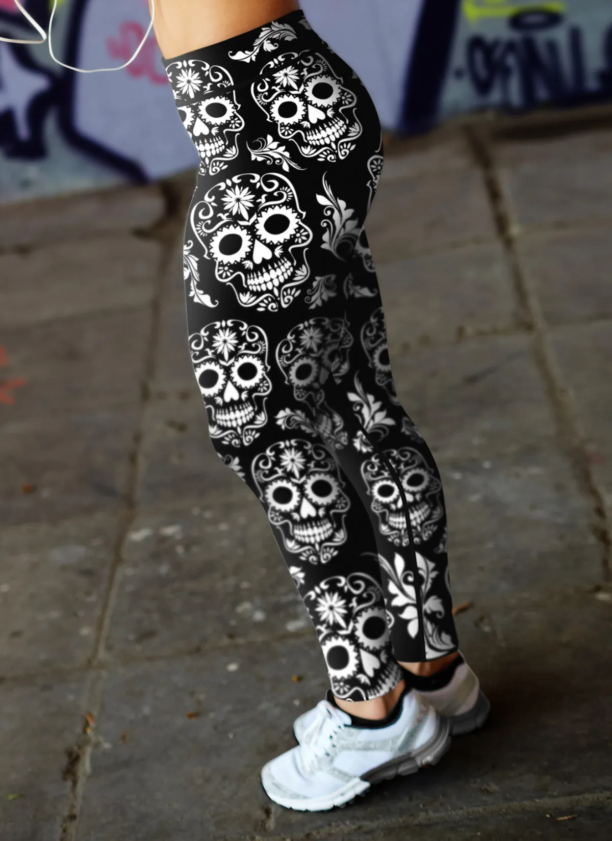 Sugar Skull Leggings Black and White