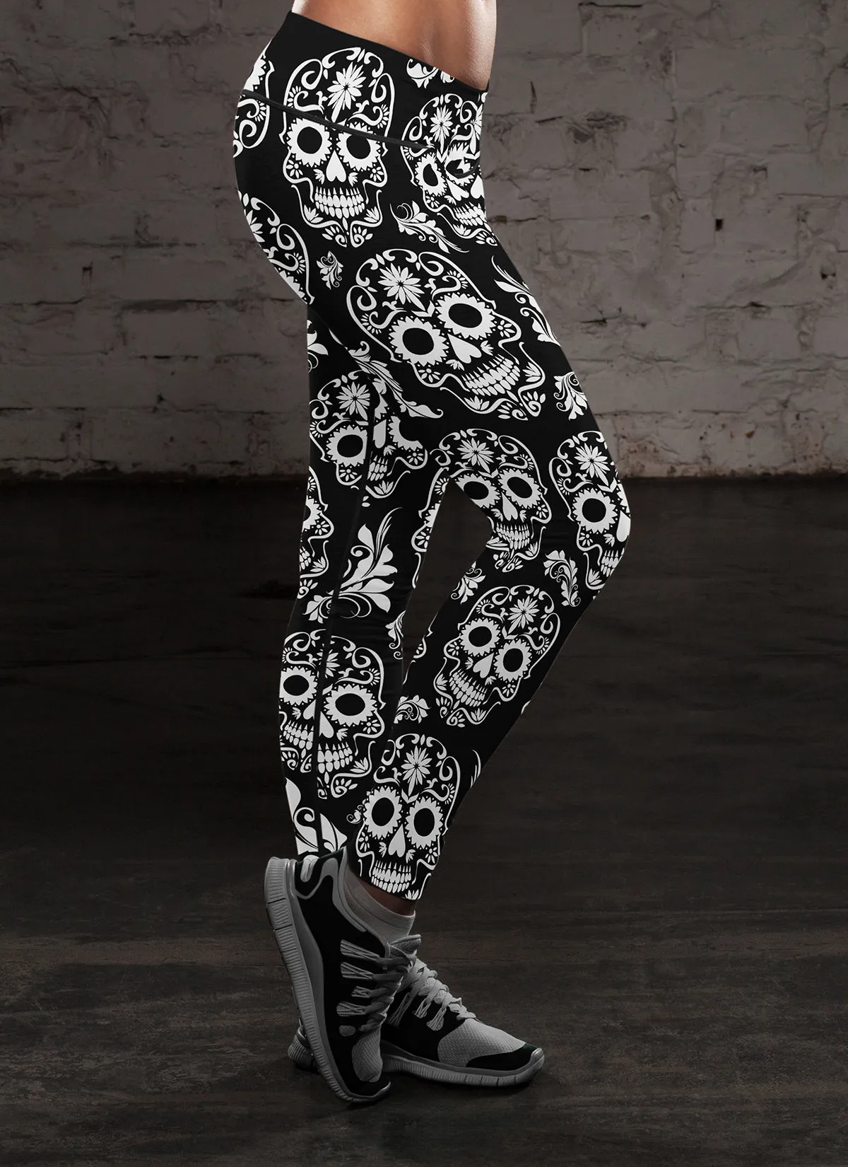 Sugar Skull Leggings Black and White