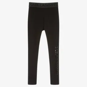 Teen Girls Black Jersey Leggings