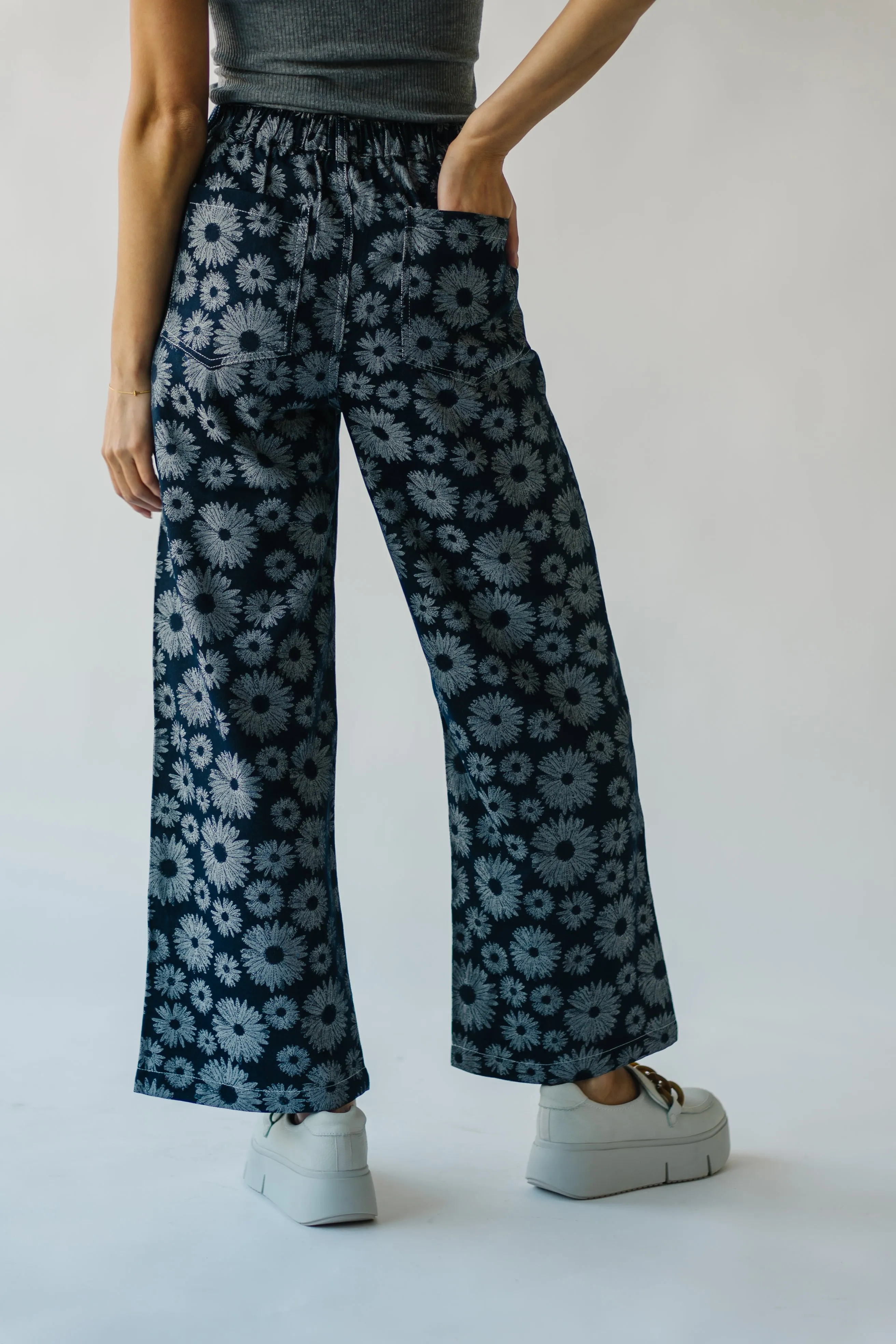 The Delano Denim Pant in Navy Floral