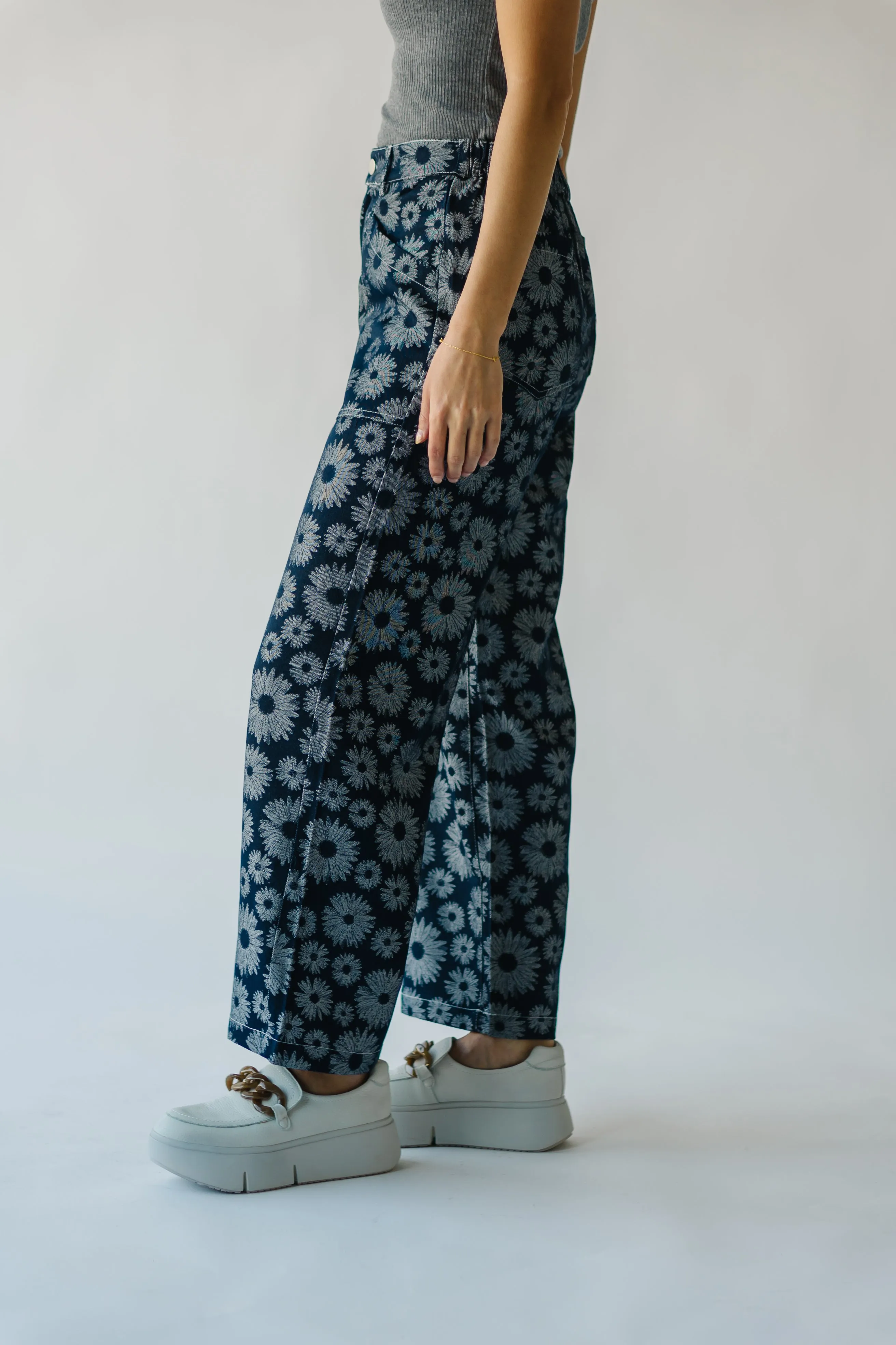 The Delano Denim Pant in Navy Floral