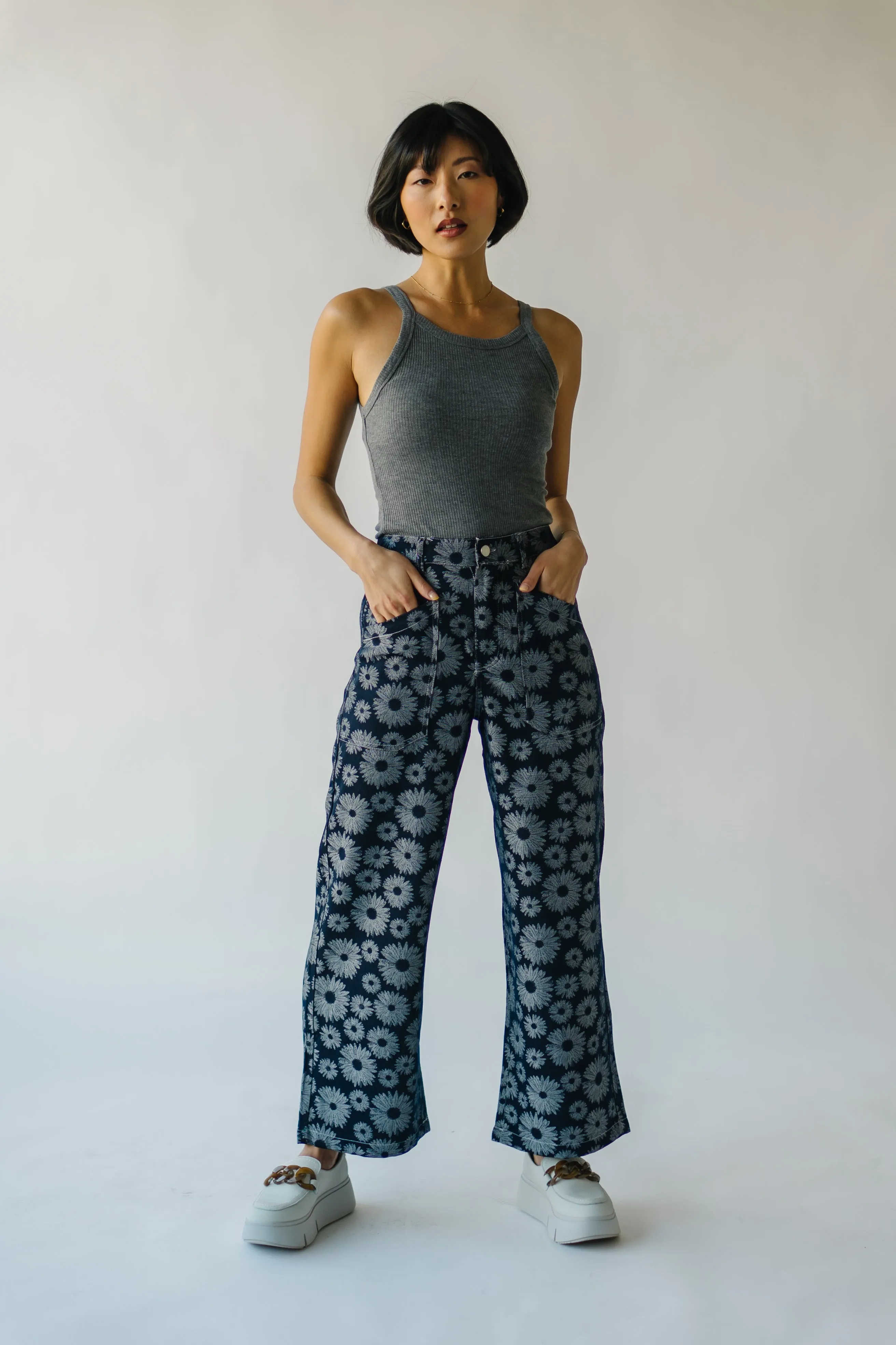 The Delano Denim Pant in Navy Floral