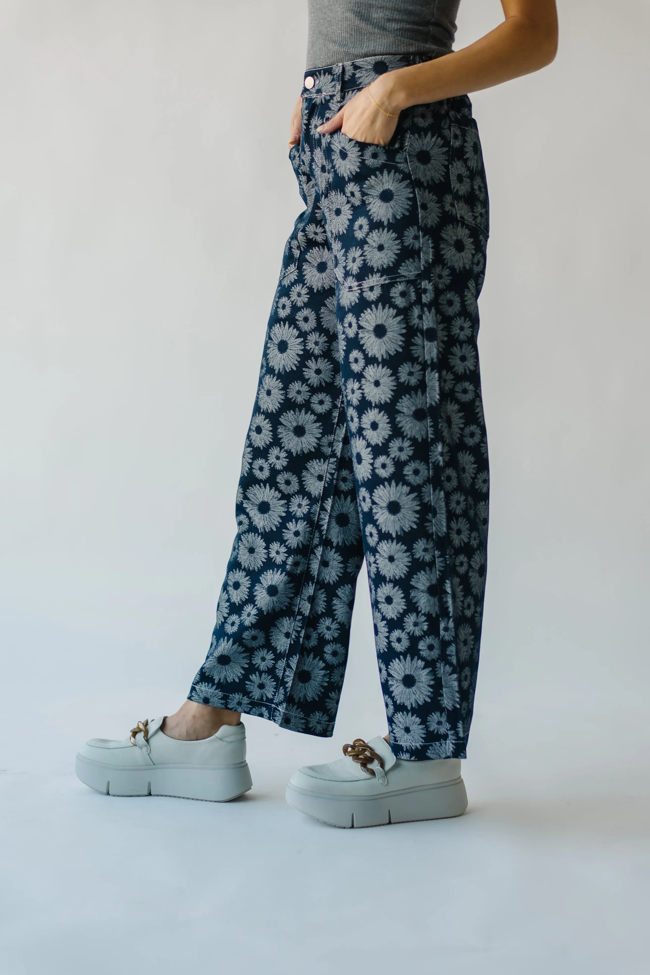 The Delano Denim Pant in Navy Floral