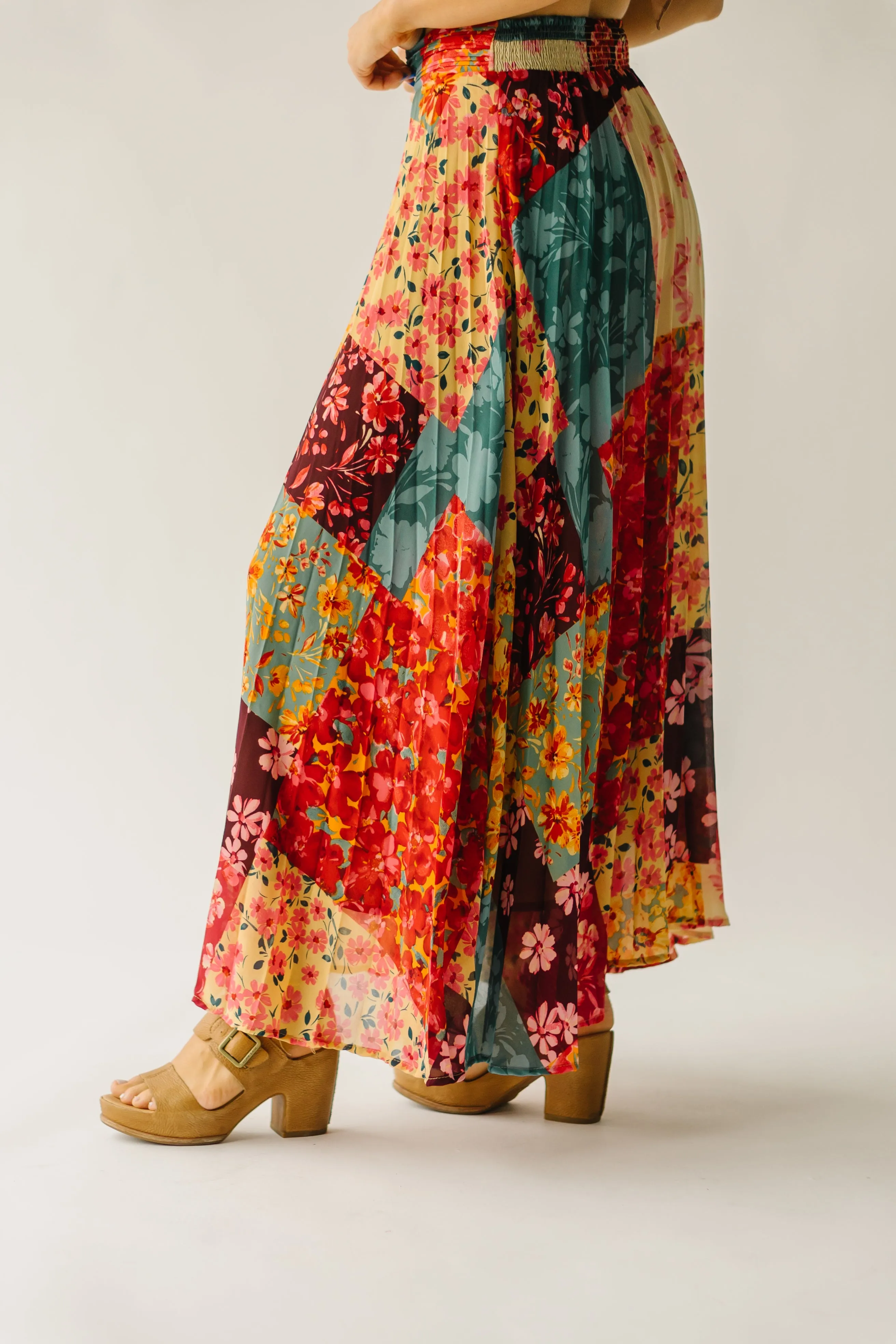 The Hanover Pleated Midi Skirt in Rococo Garden