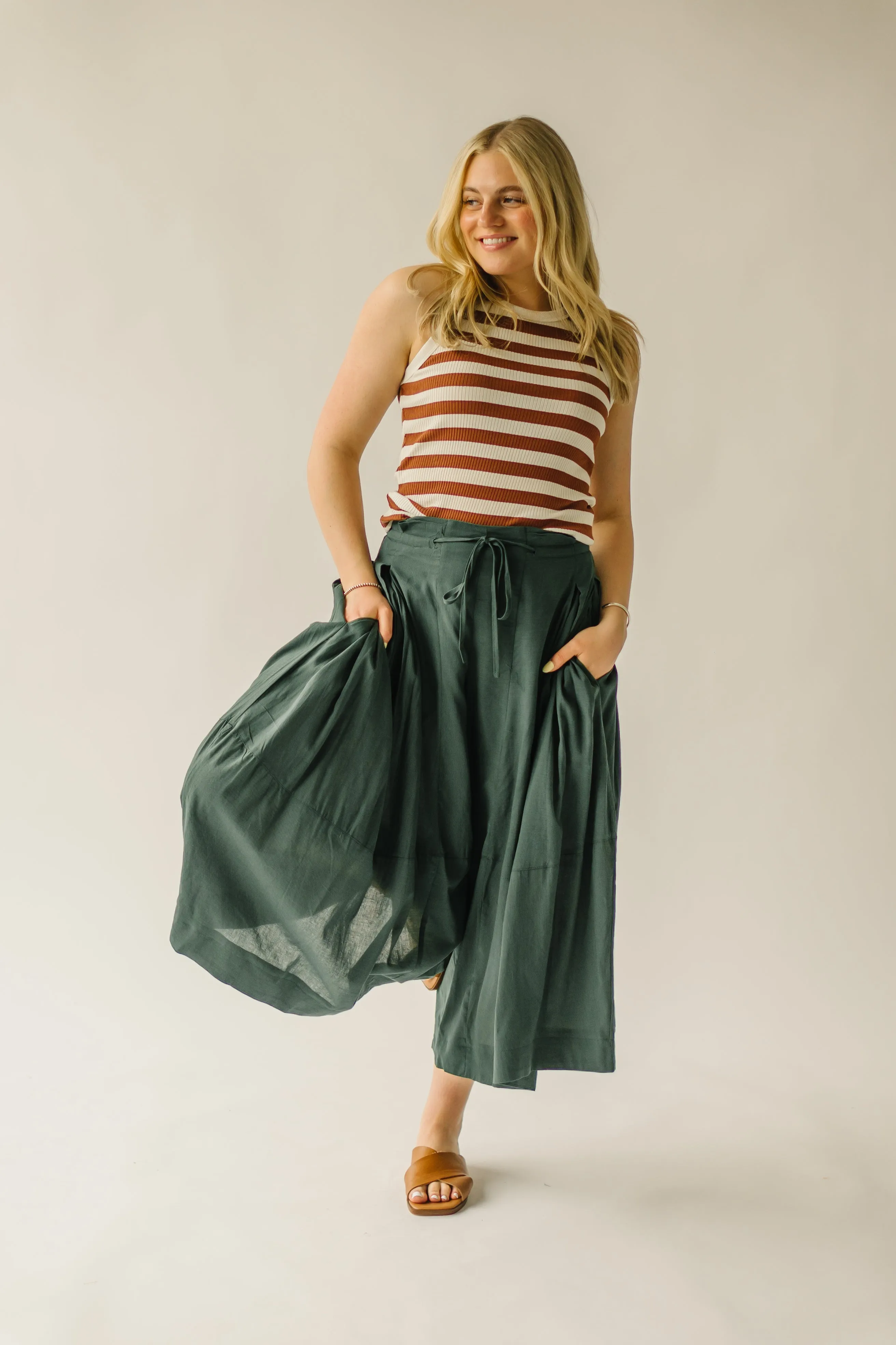 The Melhart Wide Leg Pant in Jungle Green