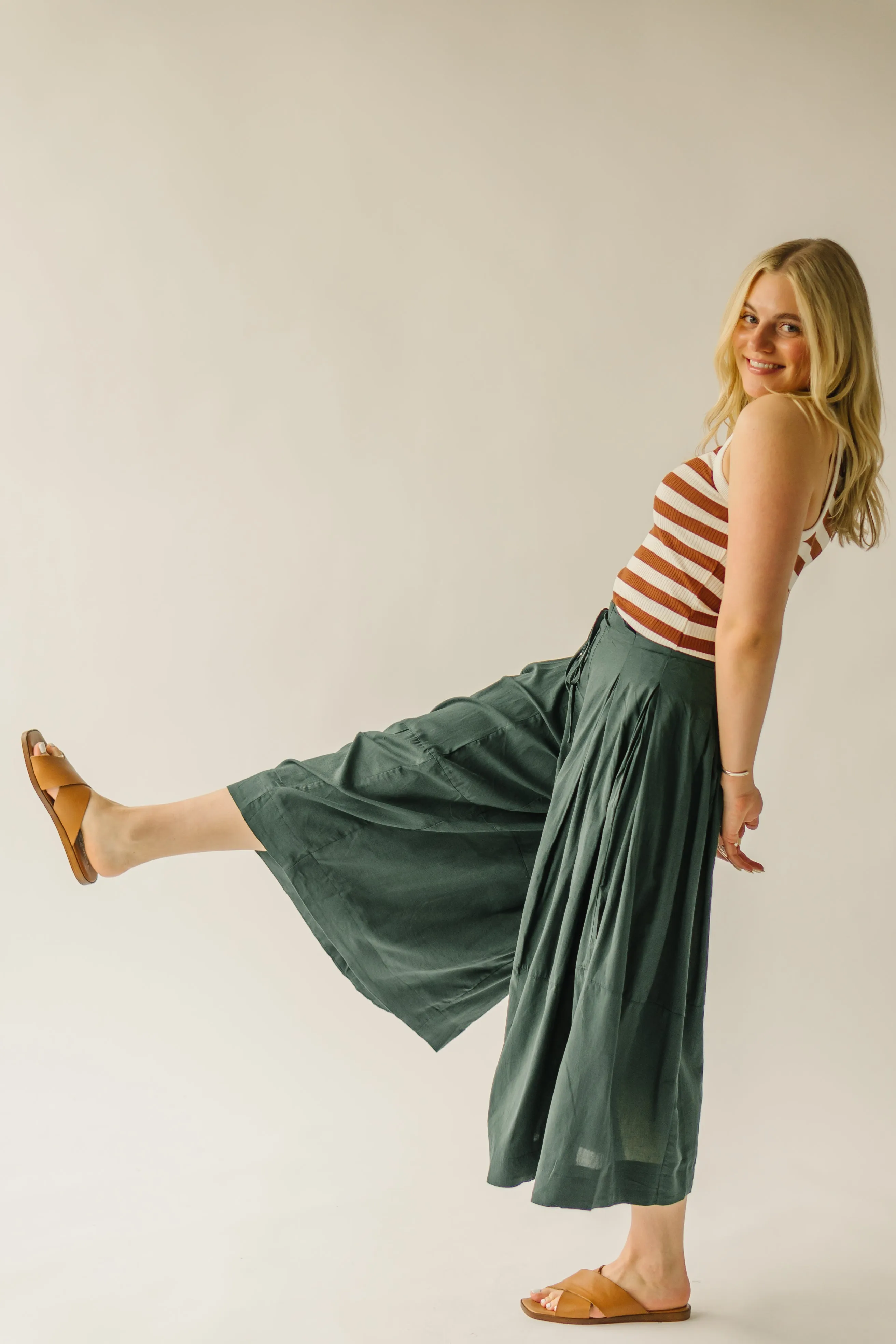 The Melhart Wide Leg Pant in Jungle Green