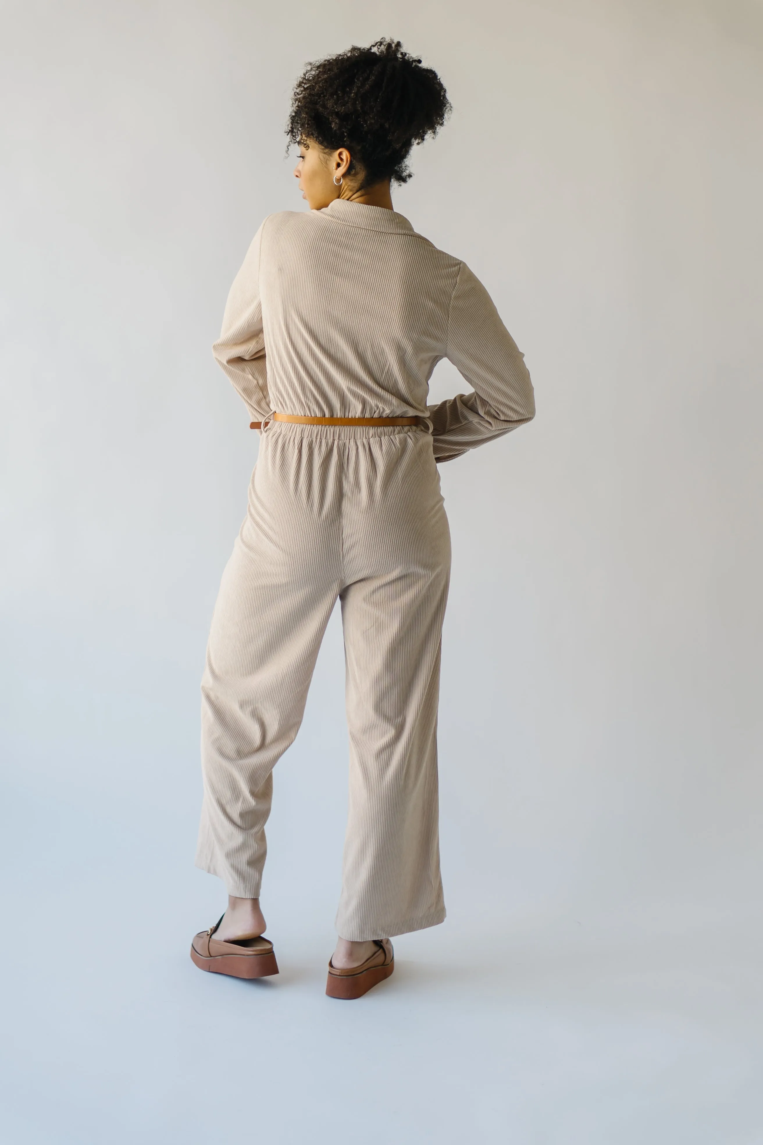 The Punla Corduroy Wide Leg Jumpsuit in Oatmeal