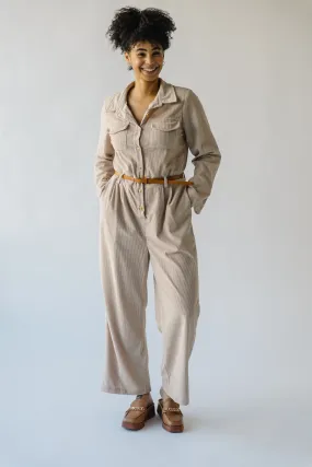 The Punla Corduroy Wide Leg Jumpsuit in Oatmeal