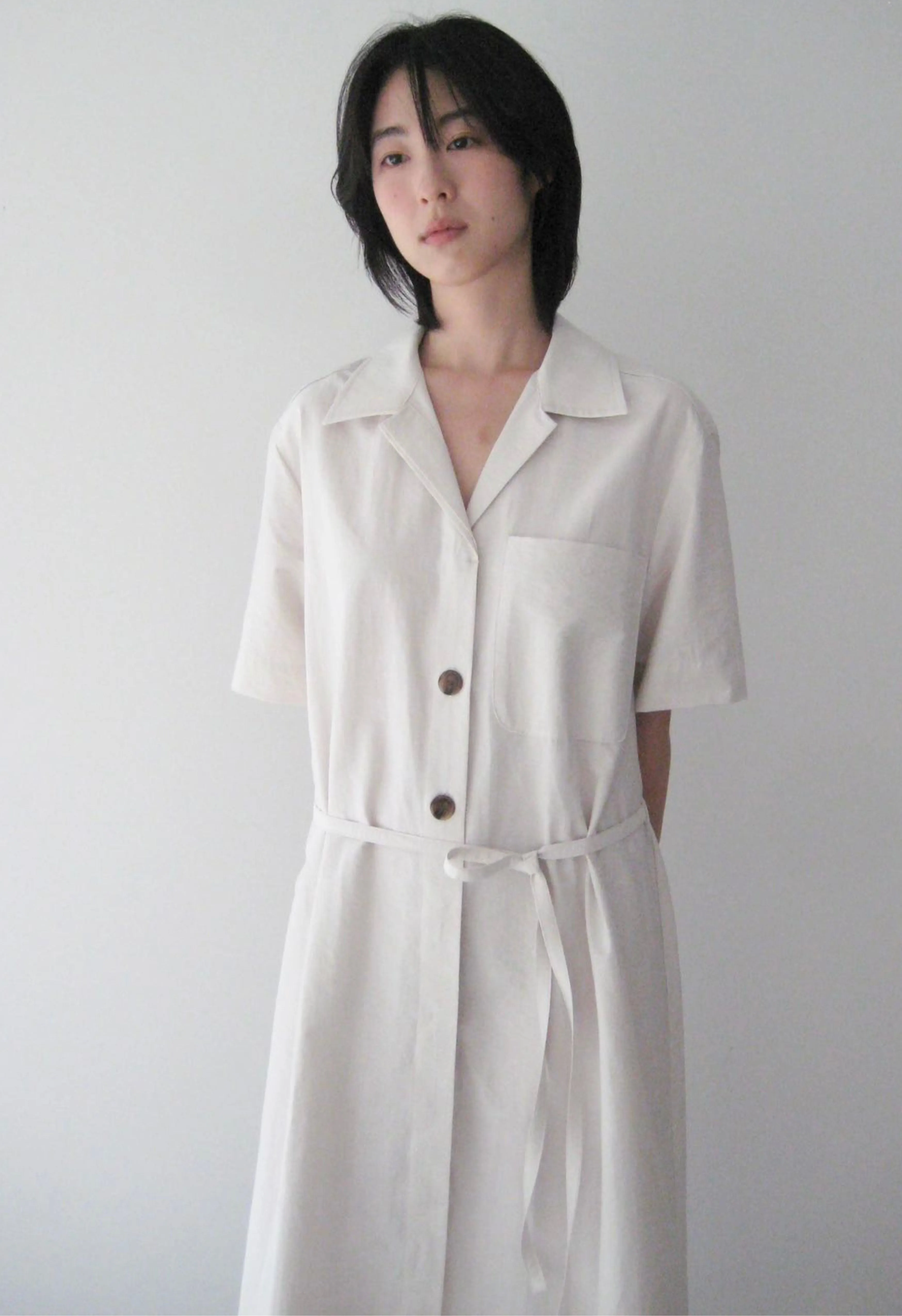 Tobi Button Down Dress in Stone