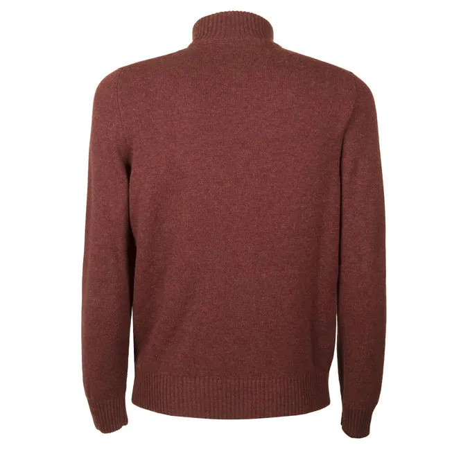 TURTLENECK ZIP WOOL BLEND Man Bordeaux