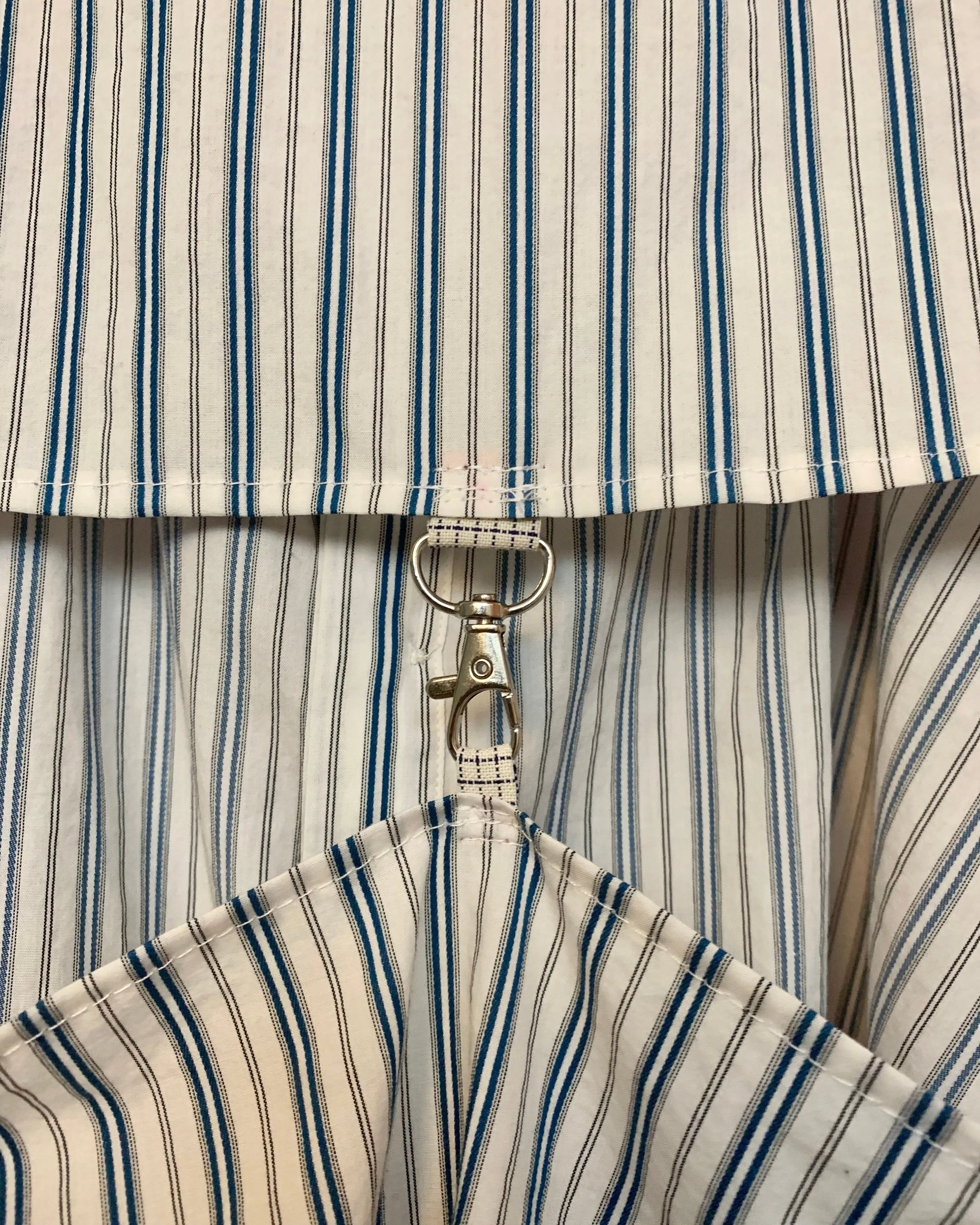 Upcycled cutout garter button down sample