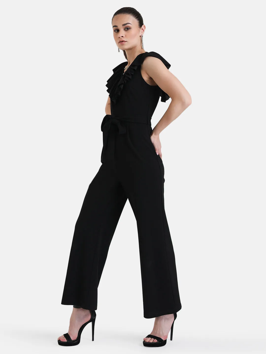 V Neck Ruffle Jumpsuit