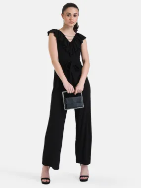 V Neck Ruffle Jumpsuit