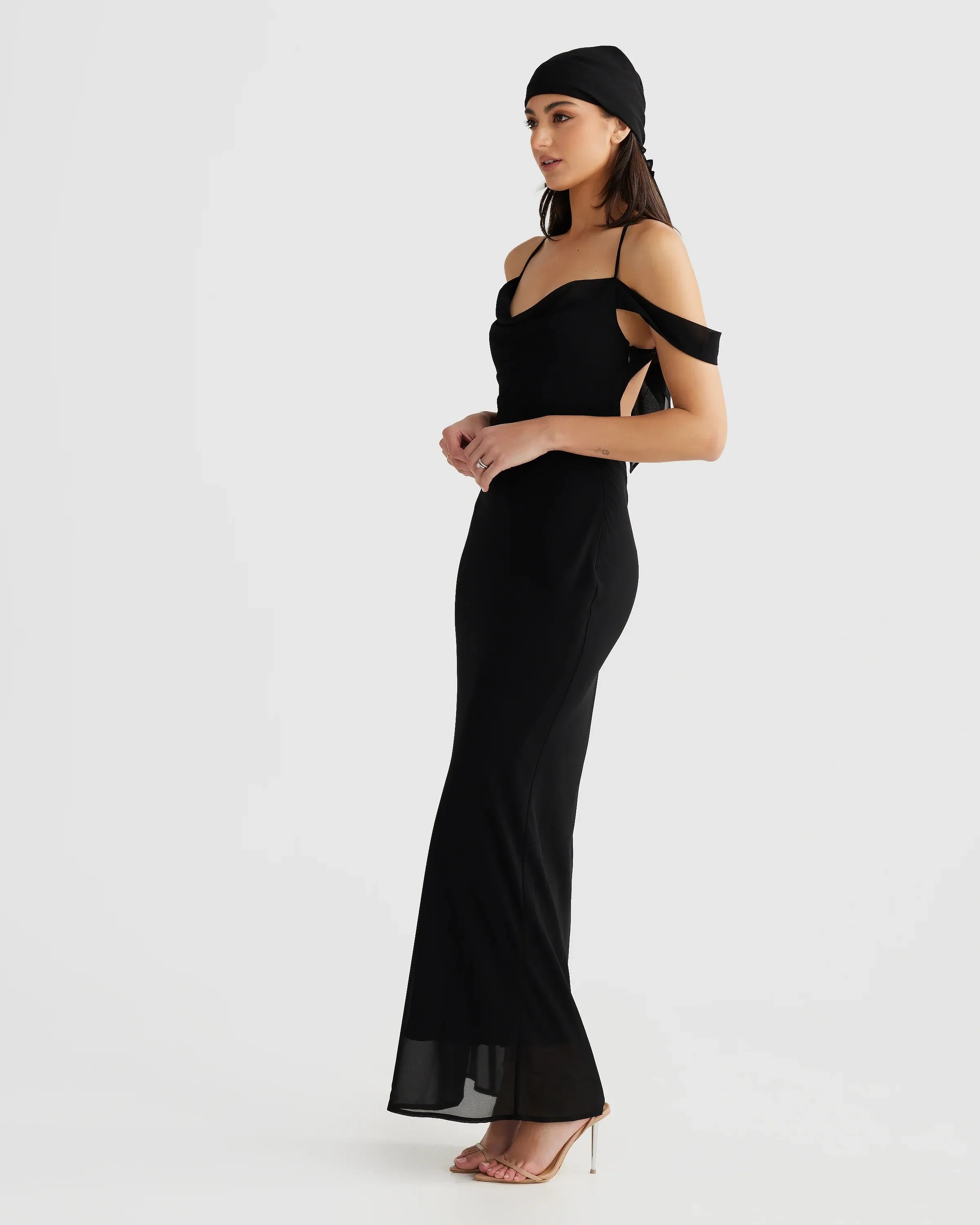 Vienna Bias Cut Gown - Black