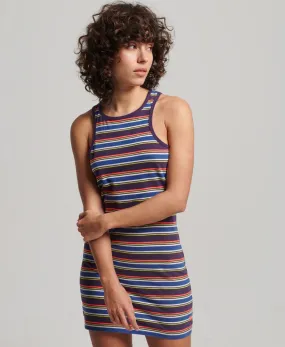 Vintage Stripe Racer Dress | Dark Chocolate Brown Stripe