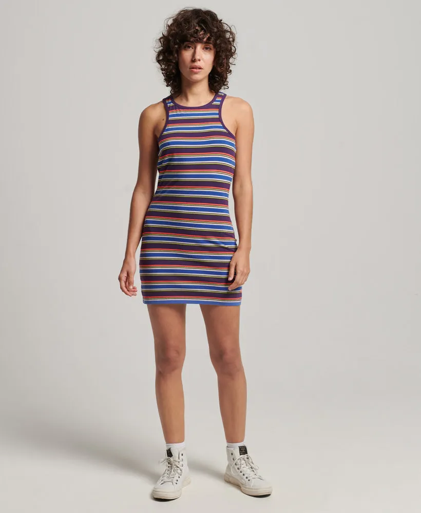 Vintage Stripe Racer Dress | Dark Chocolate Brown Stripe