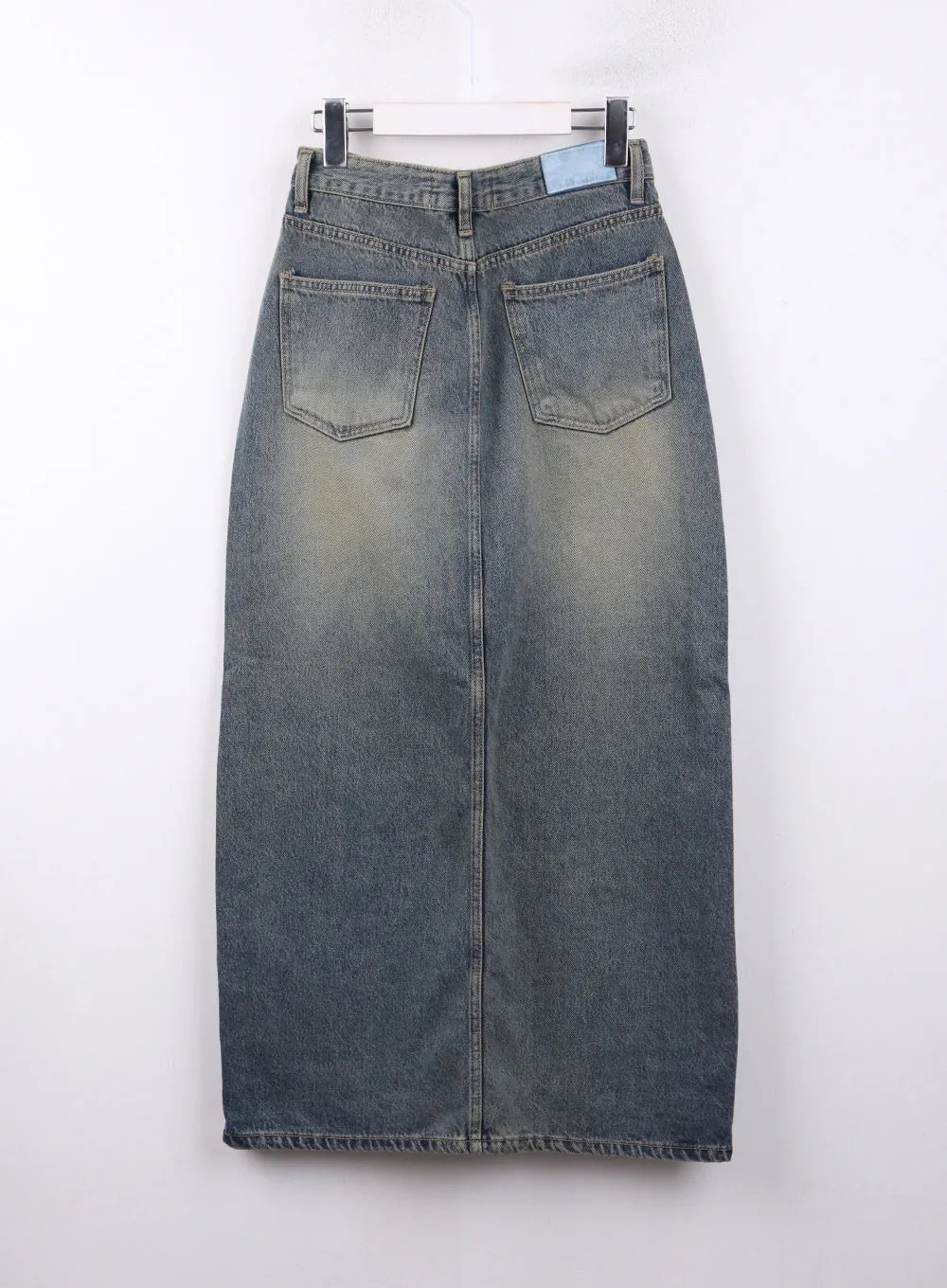 Washed Denim Maxi Skirt CJ422