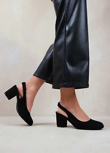 Where’s That From Edith Black Suede Wide Fit Slingback Court Shoes | Grattan