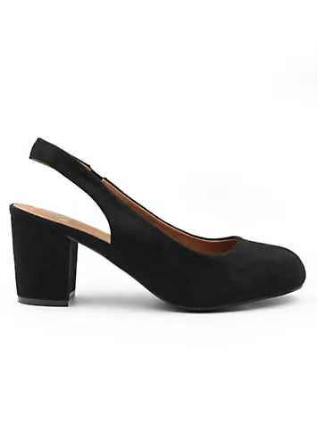 Where’s That From Edith Black Suede Wide Fit Slingback Court Shoes | Grattan